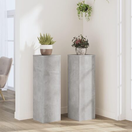 Plantestativer 2 stk. 25x25x80 cm konstrueret træ betongrå