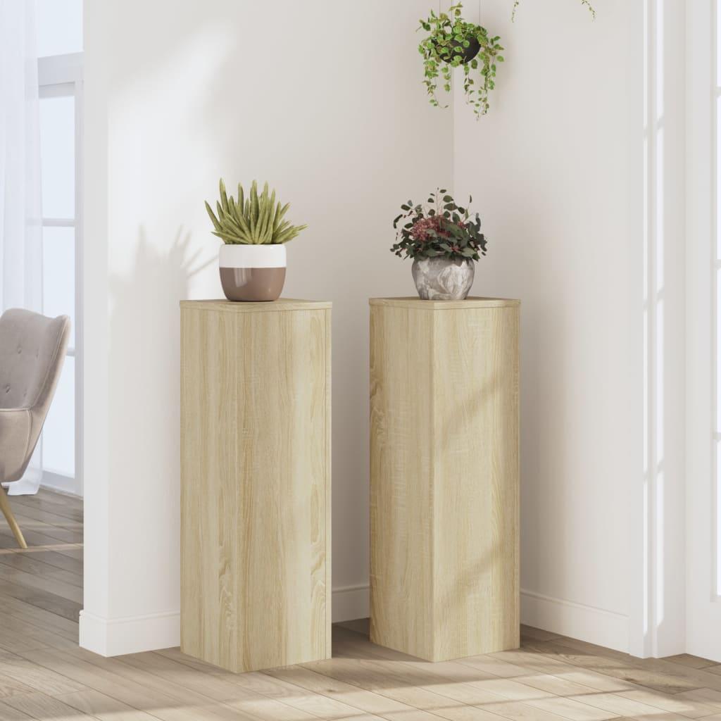 Plantestativer 2 stk. 25x25x80 cm konstrueret træ sonoma-eg Plantestativer 2 stk. 25x25x80 cm konstrueret træ sonoma-eg