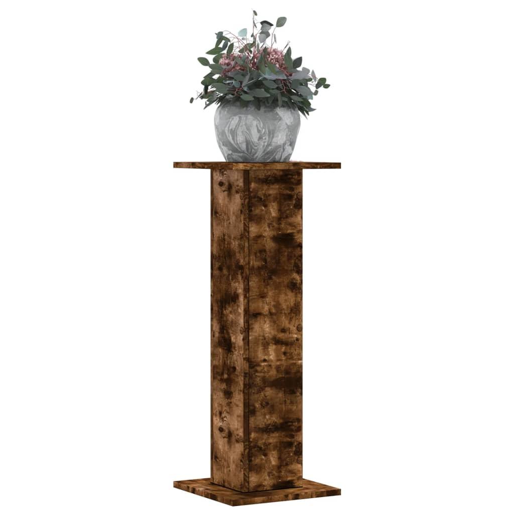 Plantestativer 2 stk. 30x30x80 cm konstrueret træ røget eg Plantestativer 2 stk. 30x30x80 cm konstrueret træ røget eg