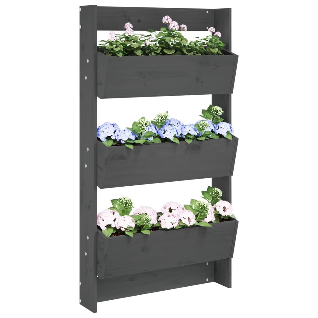 Plantevæg 60x18,5x110 cm 3 niveauer massivt fyrretræ grå Plantevæg 60x18,5x110 cm 3 niveauer massivt fyrretræ grå