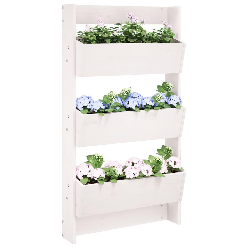 Plantevæg 60x18,5x110 cm 3 niveauer massivt fyrretræ hvid Plantevæg 60x18,5x110 cm 3 niveauer massivt fyrretræ hvid