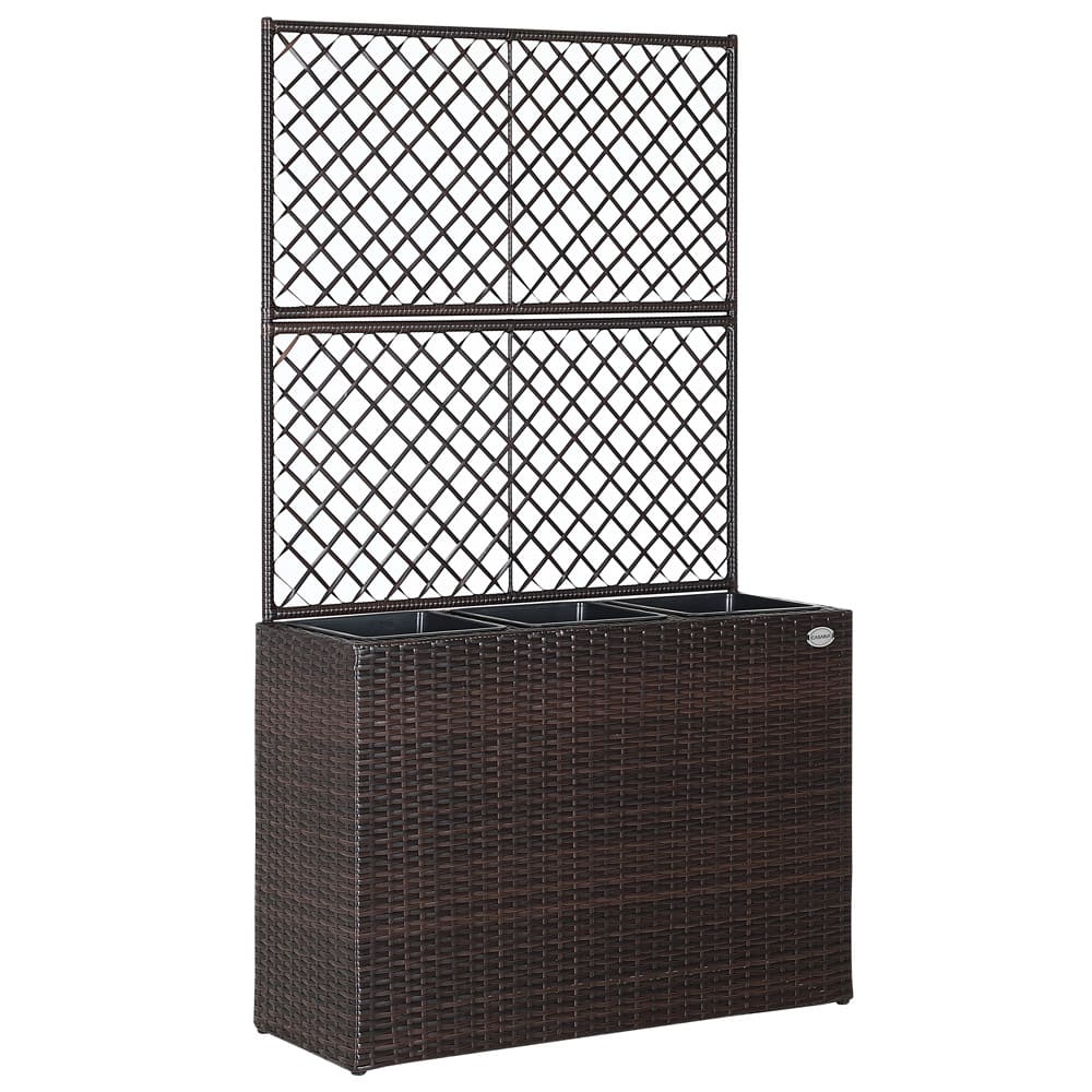 Polyrattan blomsterkasse med espalier, 83 x 30,5 x 60 cm, brun Polyrattan blomsterkasse med espalier, 83 x 30,5 x 60 cm, brun