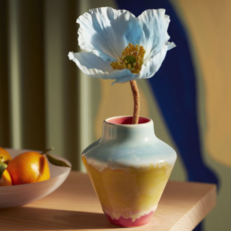 Poppery Vase H12 cm Pink:mint:gul Poppery Vase H12 cm Pink:mint:gul