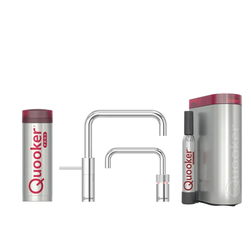 Quooker Twintaps Square Sæt M. 3l Krom Inkl. Pro3 & Cube Beholder Quooker Twintaps Square Sæt M. 3l Krom Inkl. Pro3 & Cube Beholder
