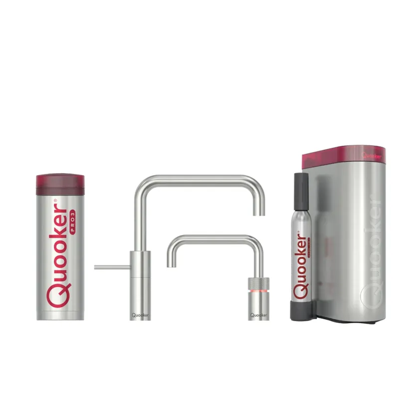 Quooker Twintaps Square Sæt M.3l Rustfri Stål Inkl. Pro3 & Cube Beholder Quooker Twintaps Square Sæt M.3l Rustfri Stål Inkl. Pro3 & Cube Beholder