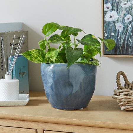 Reactive Glaze Ceramic Plant Pot Ashley Blue