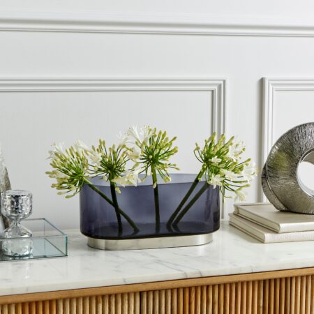 Recycled Glass Smoked Rectangular Vase Smoke (Grey)