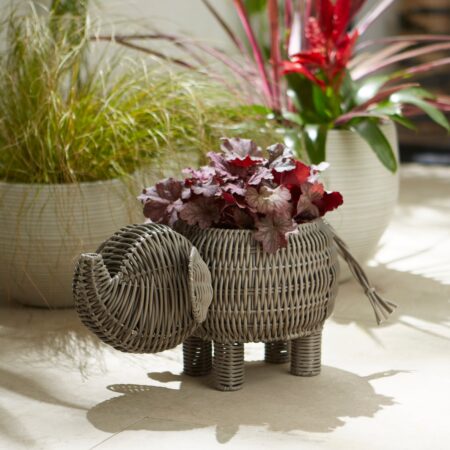 Recycled Rattan Elephant Plant Pot Brown