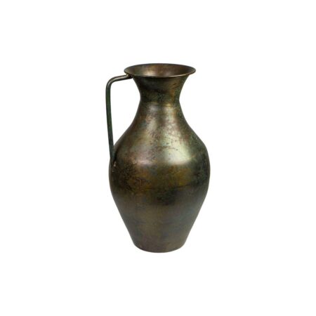 Romimex vase i antik brun metal med håndtag - 22 × 39 × 22 cm