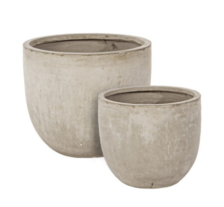 Round Cement krukker - sæt á 2 - sand