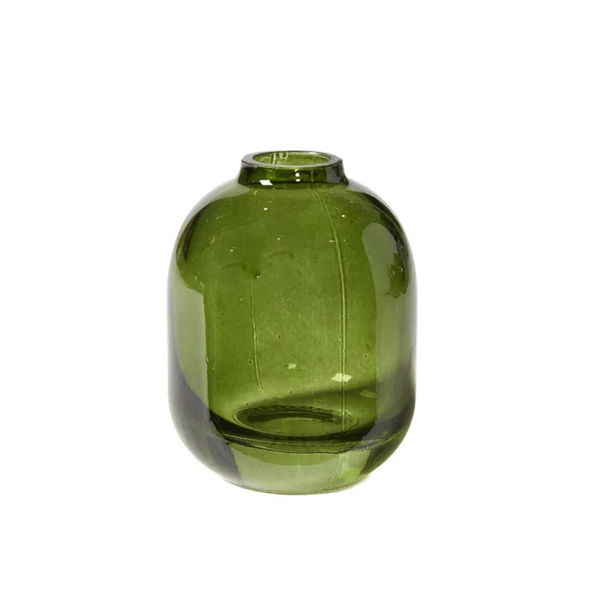 Rund grøn glasvase h11cm ø8cm 251446 Rund grøn glasvase h11cm ø8cm 251446