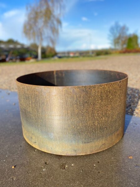 Rund plantekasse på hjul Ø95, 3mm cortenstål-30 cm