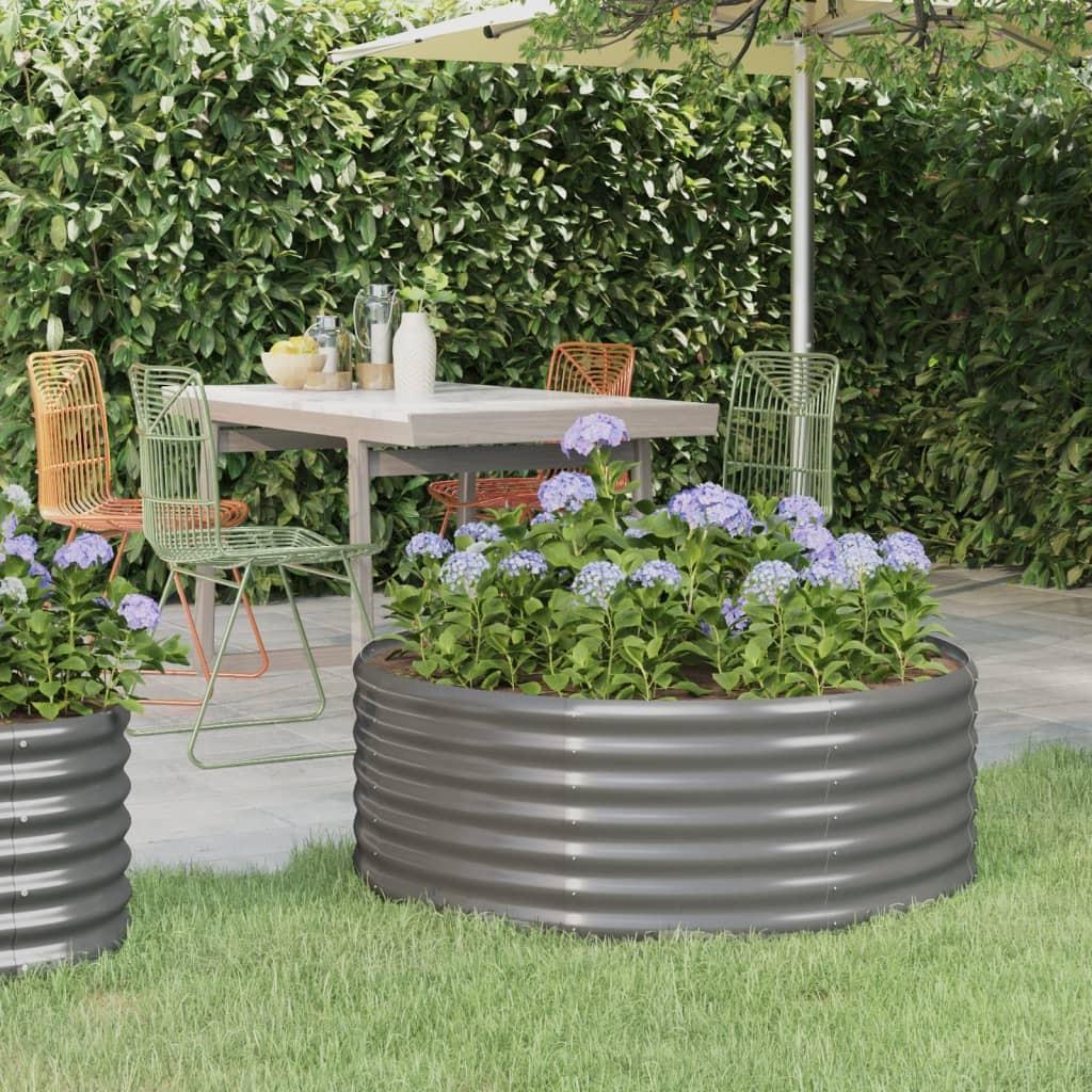 Rund plantekasse/højbed 100 × 100 × 36 cm - galvaniseret stål, grå Rund plantekasse/højbed 100 × 100 × 36 cm - galvaniseret stål, grå