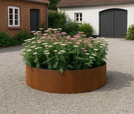 Rundt højbed i 5mm cortenstål, højde 40cm