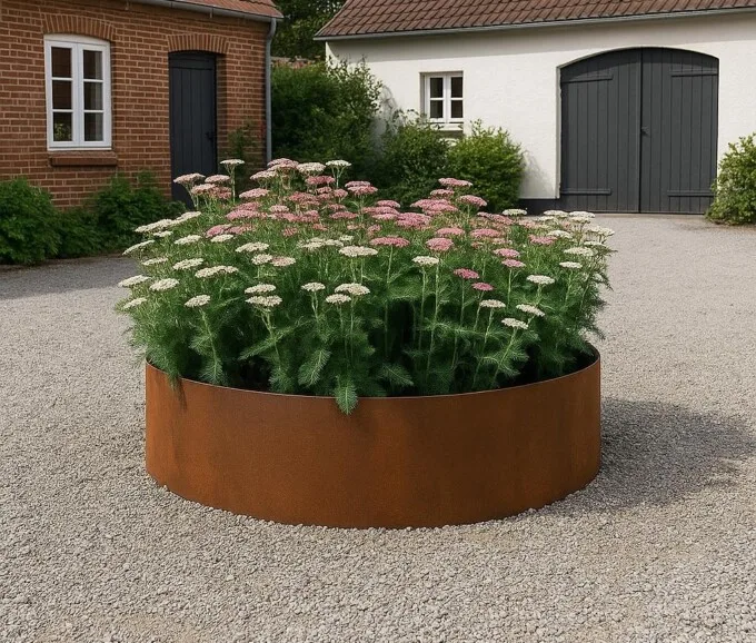 Rundt højbed i 5mm cortenstål, højde 40cm Rundt højbed i 5mm cortenstål, højde 40cm