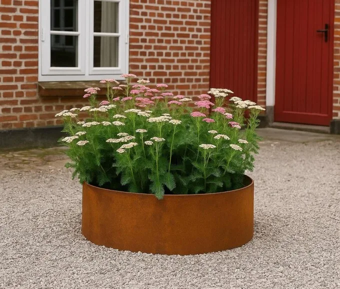 Rundt højbed i 5mm cortenstål, højde 50cm Rundt højbed i 5mm cortenstål, højde 50cm
