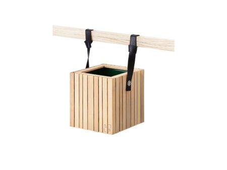 SQUARELY CPH - GrowON & HoldON - Plantekasse - Natural Ash - Black Leather - W22 x H24 x D22 cm (Straps 38 cm)