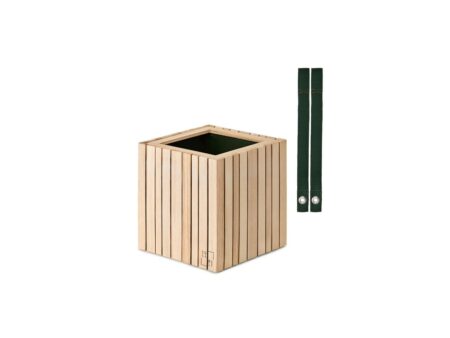 SQUARELY CPH - GrowON & HoldON - Plantekasse - Natural Ash - Dark Green Nylon - W22 x H24 x D22 cm (Straps 38 cm)