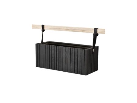 SQUARELY CPH - GrowWIDE & HoldON - Plantekasse - Black Ash - Black Leather - W60 x H24 x D22 cm (Straps 48 cm)