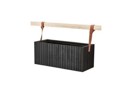 SQUARELY CPH - GrowWIDE & HoldON - Plantekasse - Black Ash - Brown Leather - W60 x H24 x D22 cm (Straps 38 cm)