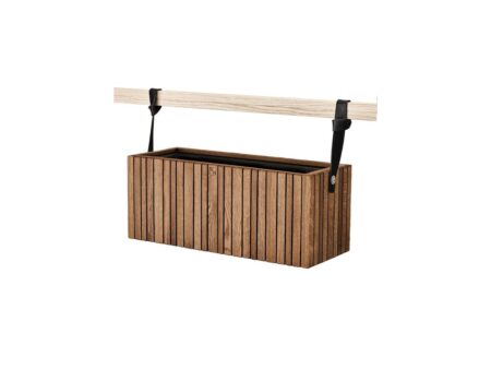 SQUARELY CPH - GrowWIDE & HoldON - Plantekasse - Dark Oak - Black Leather - W60 x H24 x D22 cm (Straps 38 cm)