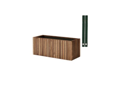SQUARELY CPH - GrowWIDE & HoldON - Plantekasse - Dark Oak - Dark Green Nylon - W60 x H24 x D22 cm (Straps 38 cm)