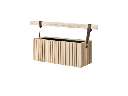 SQUARELY CPH - GrowWIDE & HoldON - Plantekasse - Natural Ash - Cognac Leather - W60 x H24 x D22 cm (Straps 48 cm)