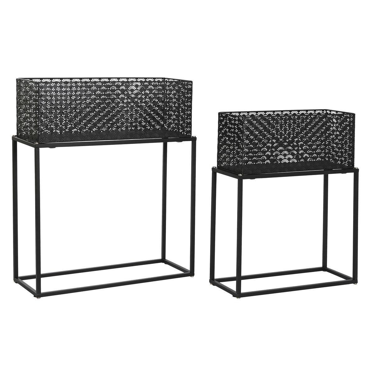 Sæt med 2 høje urtepotter - sort metal, gulvmodel (60 x 22 x 70 cm) Sæt med 2 høje urtepotter - sort metal, gulvmodel (60 x 22 x 70 cm)