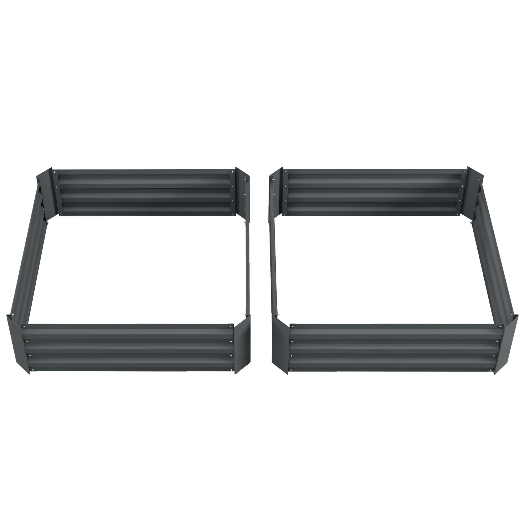 Sæt med 2 plantekasser, blomsterpotter, blomsterpotter til have, terrasse, galvaniseret stål, 100 x 100 x 30 cm, mørkegrå Sæt med 2 plantekasser, blomsterpotter, blomsterpotter til have, terrasse, galvaniseret stål, 100 x 100 x 30 cm, mørkegrå