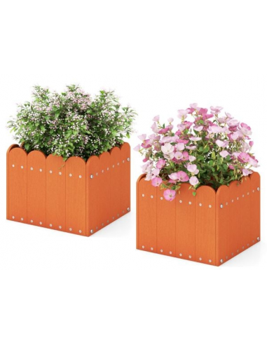 Sæt med 2 x plantekasser i HDPE H25 x B32 x D30 cm - Orange