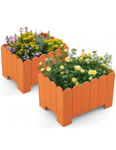 Sæt med 2 x plantekasser i HDPE H30 x B45 x D32 cm - Orange