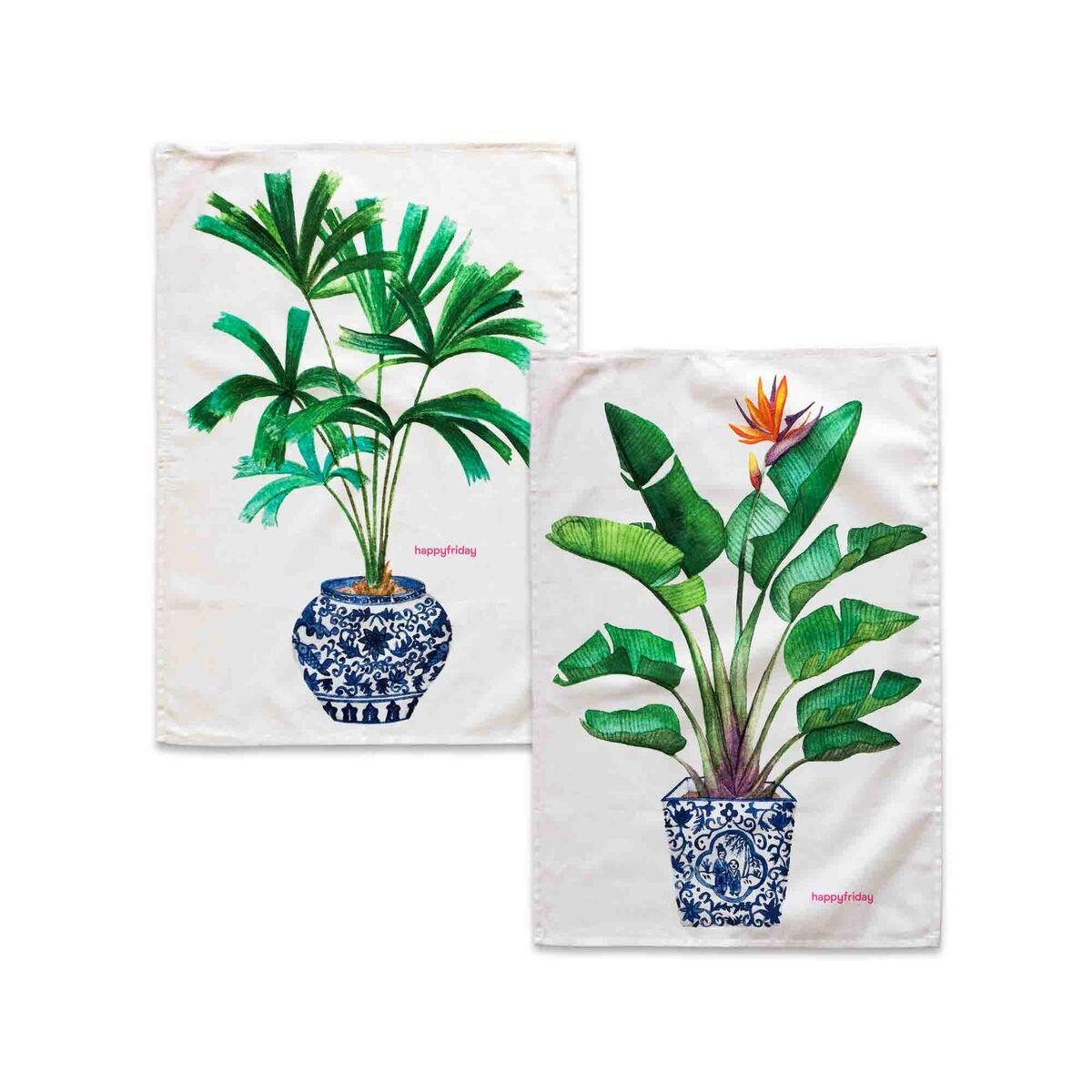 Sæt med klæder HappyFriday Multifarvet 70 x 50 cm Plante (2 Dele) Sæt med klæder HappyFriday Multifarvet 70 x 50 cm Plante (2 Dele)