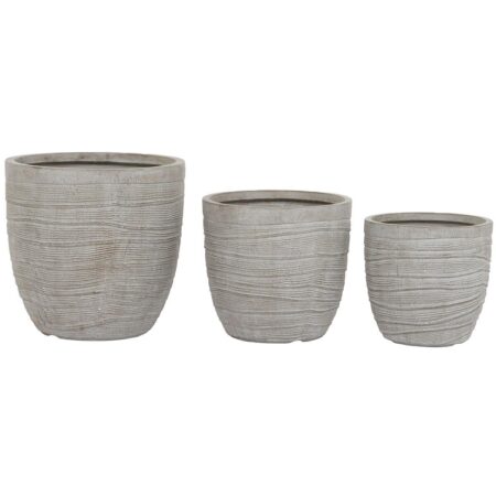 Sæt med urtepotter i glasfiber/magnesium, beige (3 stk.)
