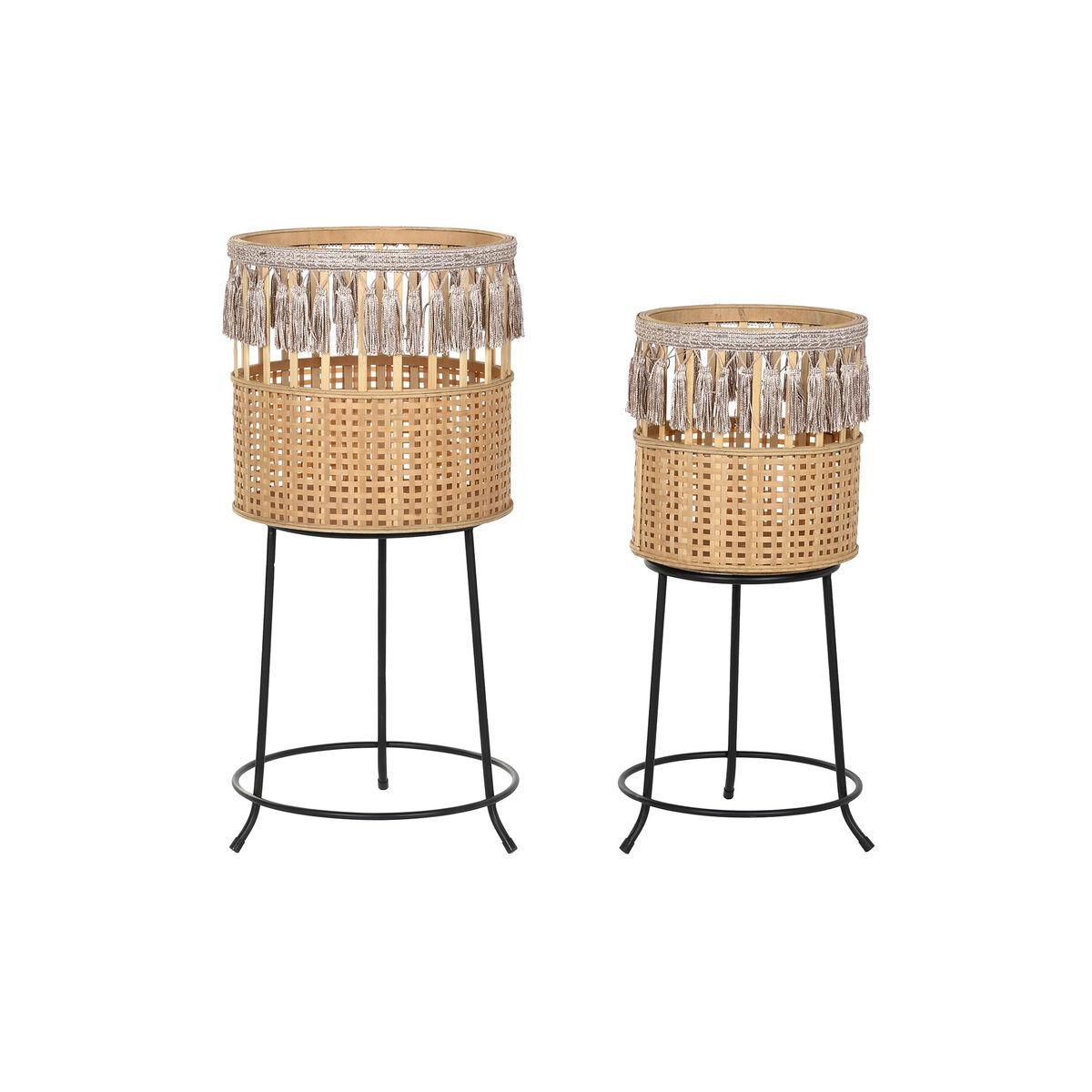Sæt urtepotter på stativ - bambus/metal, natur/sort, H 68 cm (2 stk.) Sæt urtepotter på stativ - bambus/metal, natur/sort, H 68 cm (2 stk.)