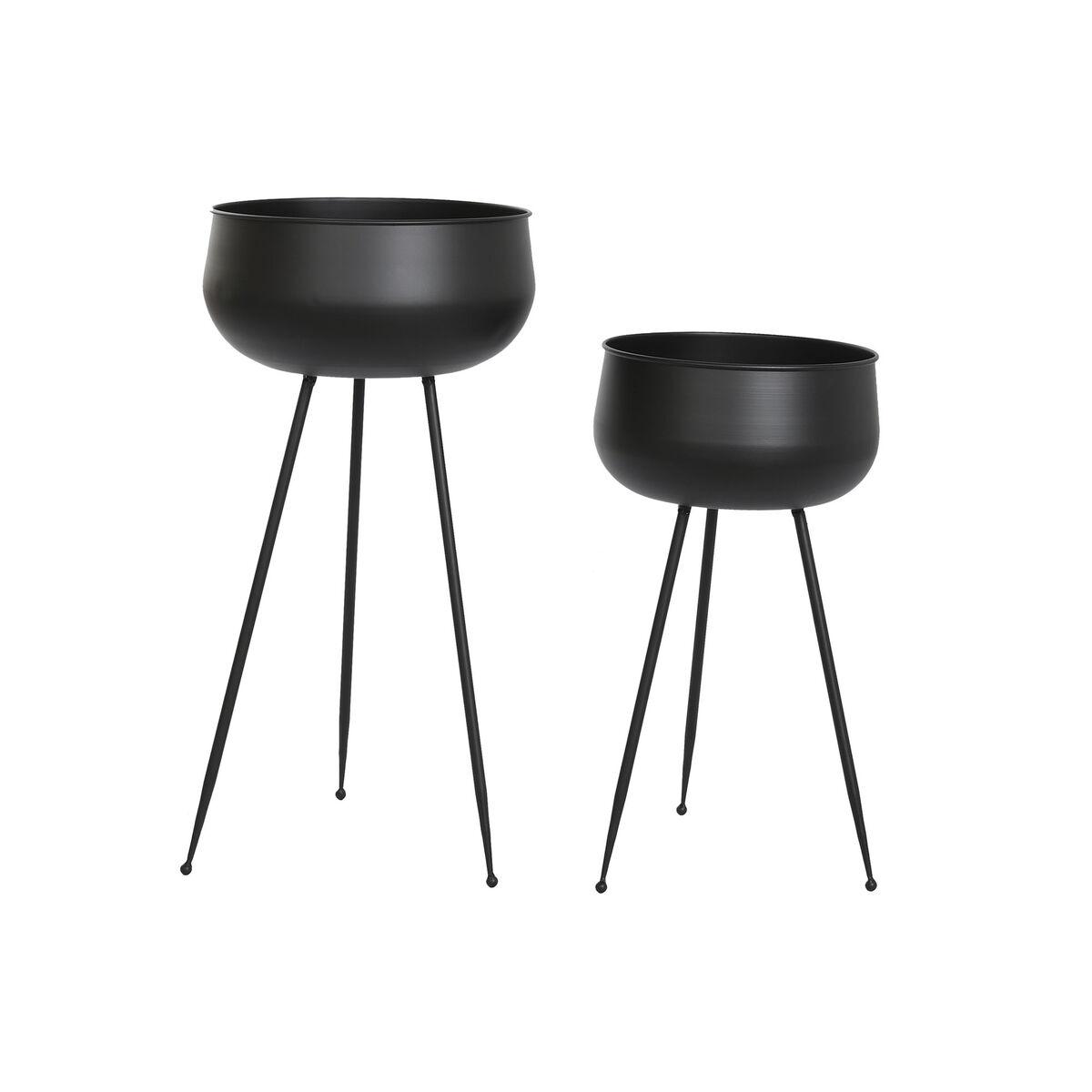 Sæt urtepotter på stativ - sort metal (2 stk) Sæt urtepotter på stativ - sort metal (2 stk)