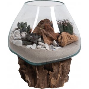 San Marino Vattendroppe vas - Teak/glas - 15-20 cm