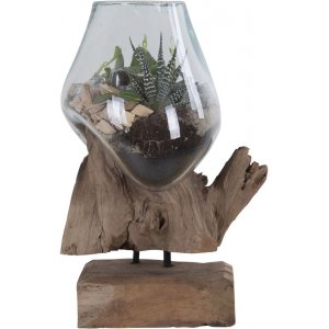 San Marino Vattendroppe vas - Teak/glas - 25 cm