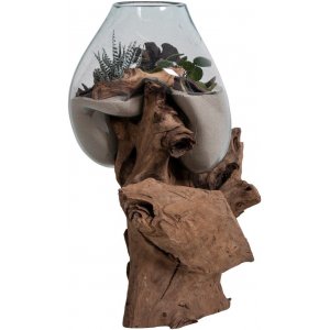 San Marino Vattendroppe vas - Teak/glas - 50 cm