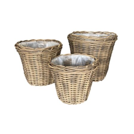 Scandinavian Collection - Rattan Plantekurve - Natur - Sæt af 3