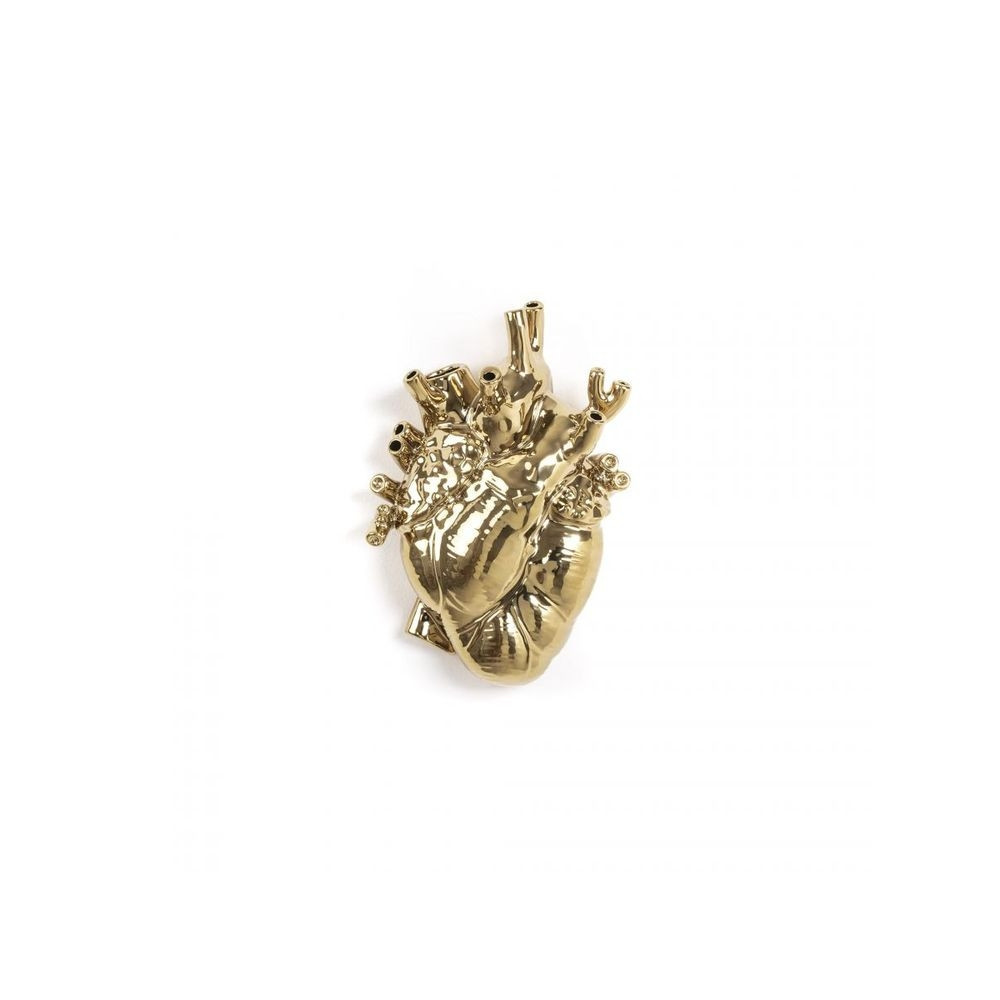 Seletti - Love In Bloom Gold Porcelain Heart Vase Seletti - Love In Bloom Gold Porcelain Heart Vase