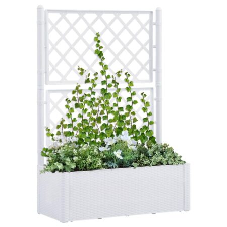 Selvvandende højbed med espalier - hvid, 100 × 43 × 142 cm