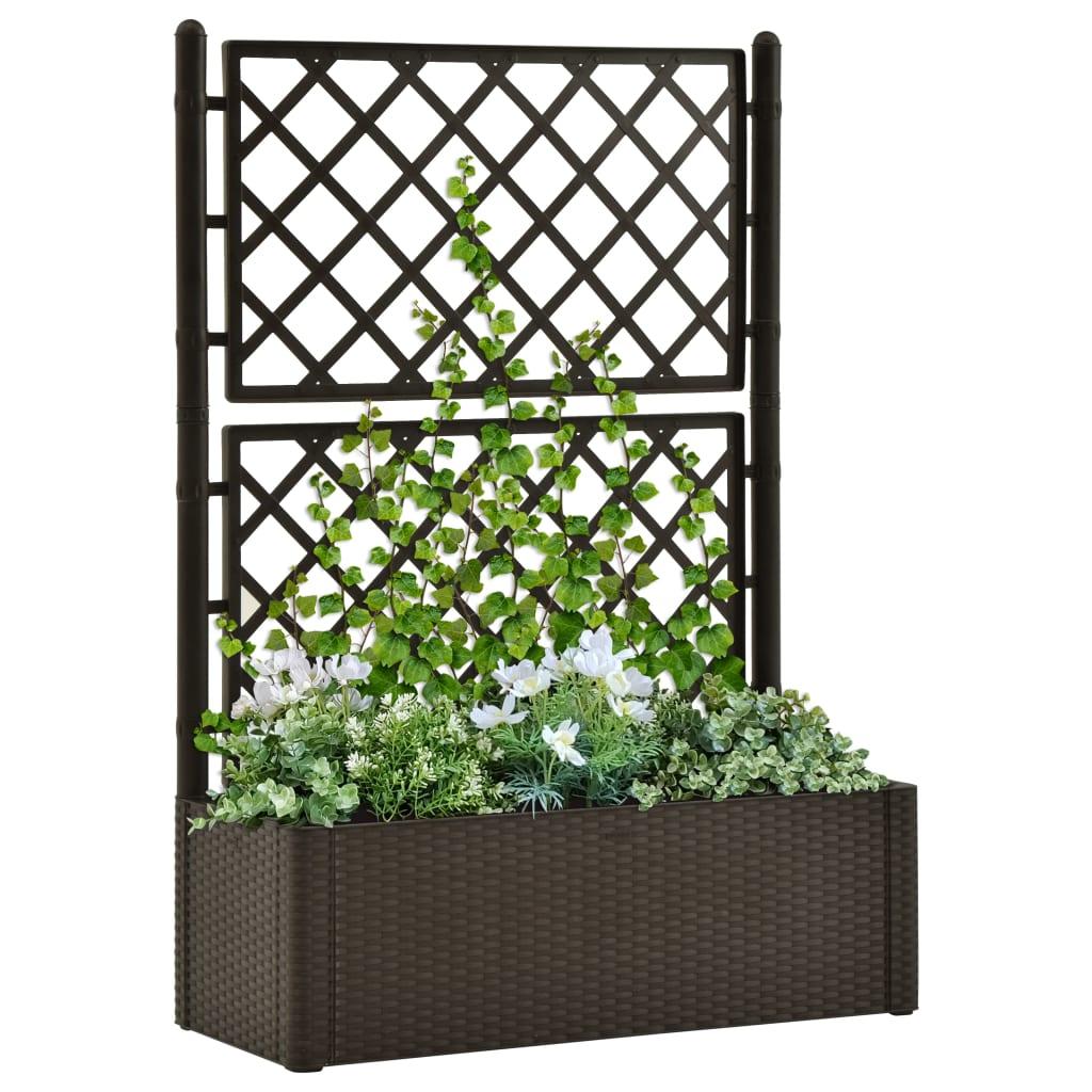 Selvvandende højbed med espalier - mokkafarvet, 100 × 43 × 142 cm Selvvandende højbed med espalier - mokkafarvet, 100 × 43 × 142 cm