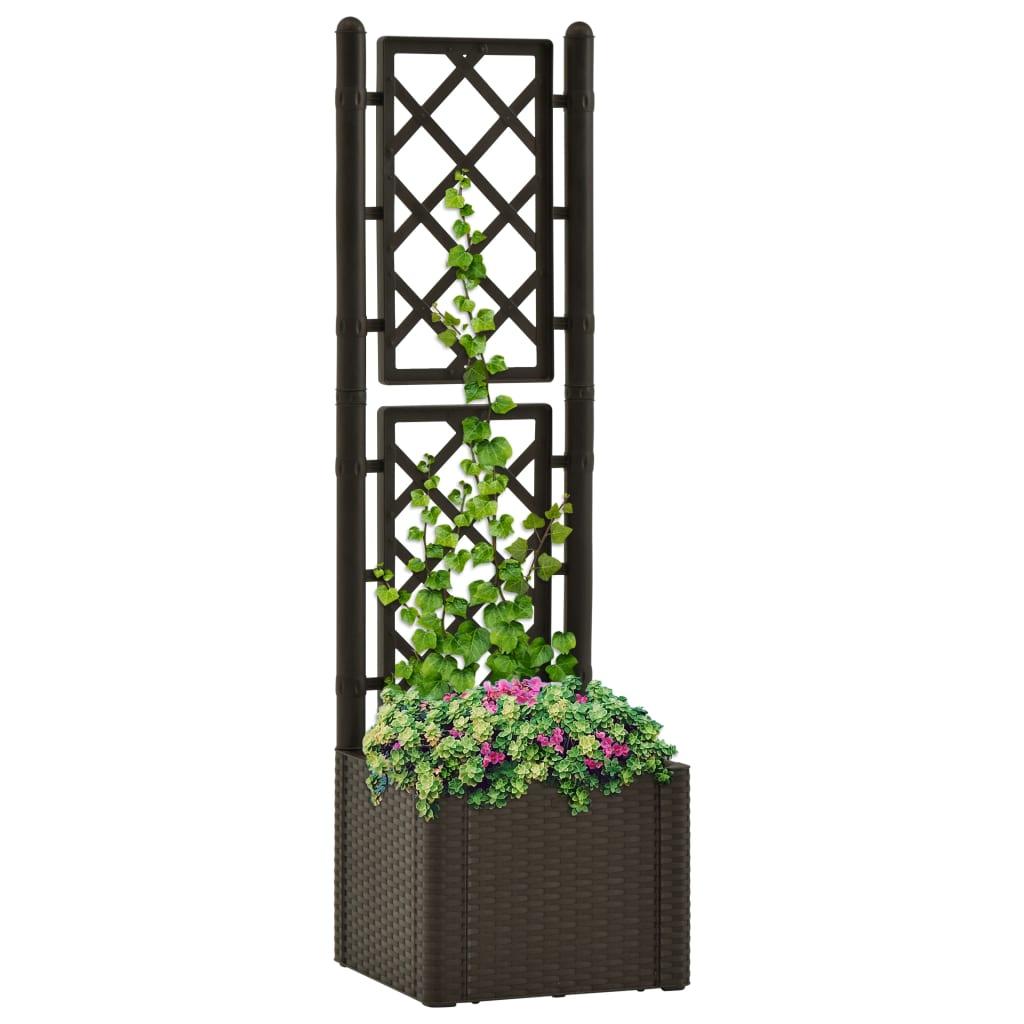 Selvvandende højbed med espalier - mokkafarvet, 43 x 43 x 142 cm Selvvandende højbed med espalier - mokkafarvet, 43 x 43 x 142 cm