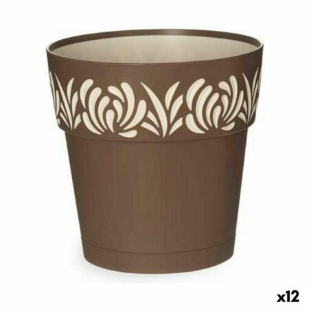 Selvvandende krukke Stefanplast Gaia - brun plast, 19 × 19 × 19 cm (12 stk.)