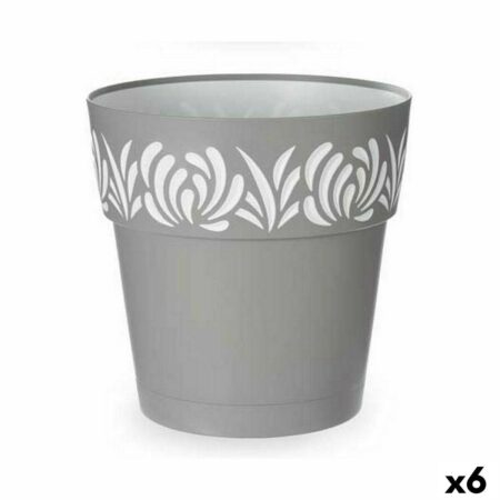 Selvvandende krukke Stefanplast Gaia - grå plastik, 29 x 29 x 29 cm (6 stk.)