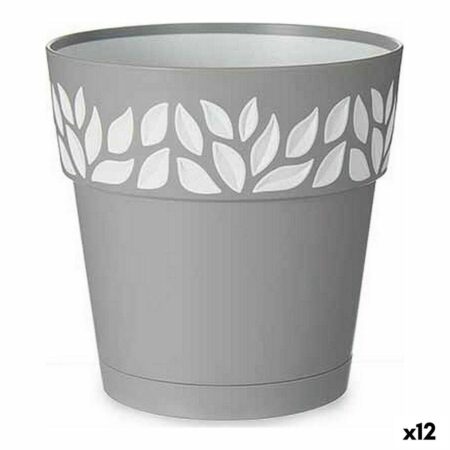 Selvvandende krukke Stefanplast - grå/hvid plast, 15×15×15 cm (12 stk.)