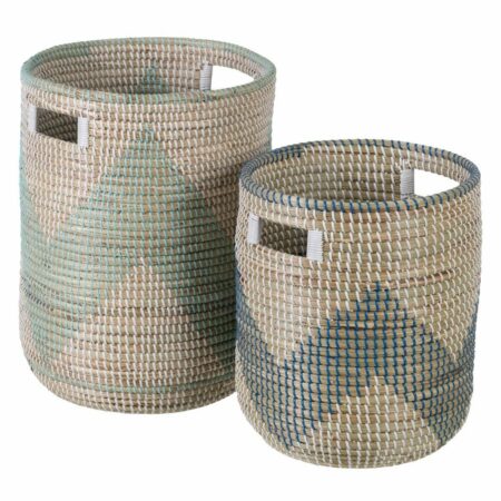 Set med kurve 38 x 38 x 50 cm Natur Grå Naturlig fiber (2 Dele)