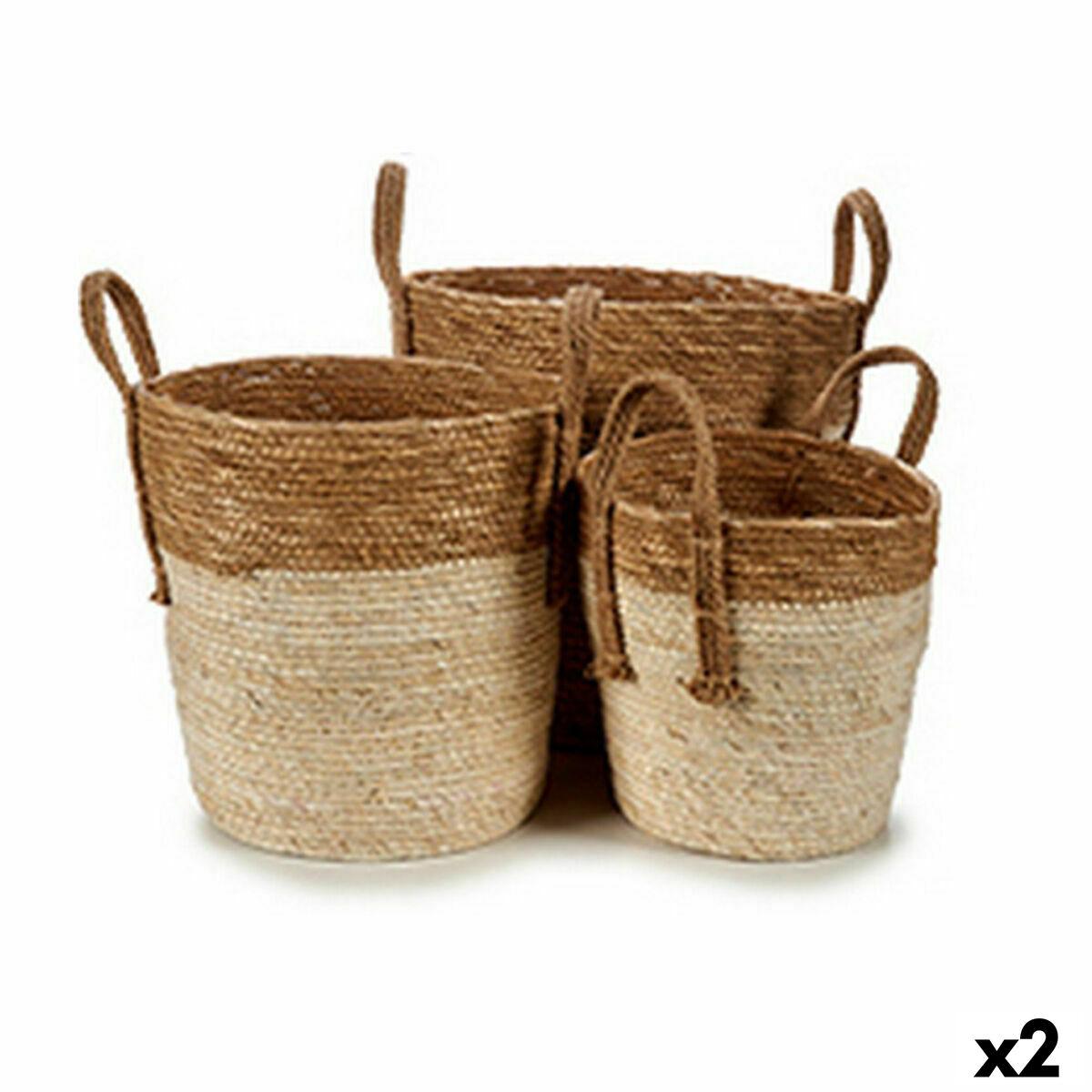Set med kurve Brun Natur Halm (2 enheder) Set med kurve Brun Natur Halm (2 enheder)