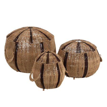 Set med kurve Brun Natur Jute 45 x 45 x 36 cm (3 Dele)