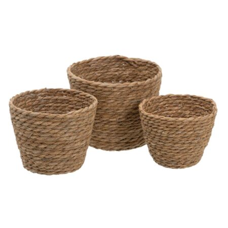 Set med kurve Natur 17 x 17 x 20 cm Naturlig fiber (3 Dele)